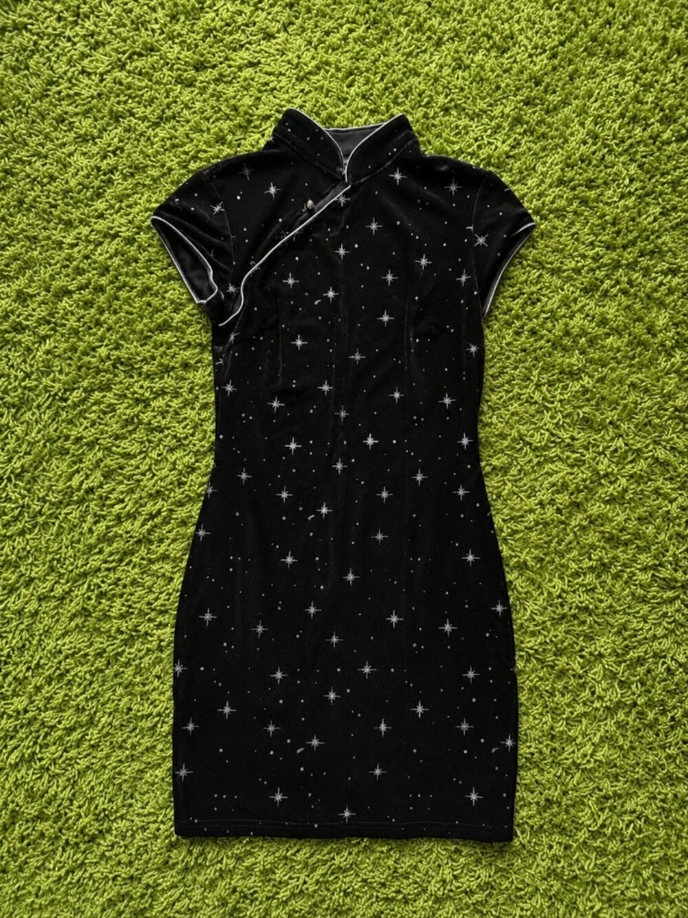 SHEIN Black Star Qipao Cheongsam Bodycon Dress Size S